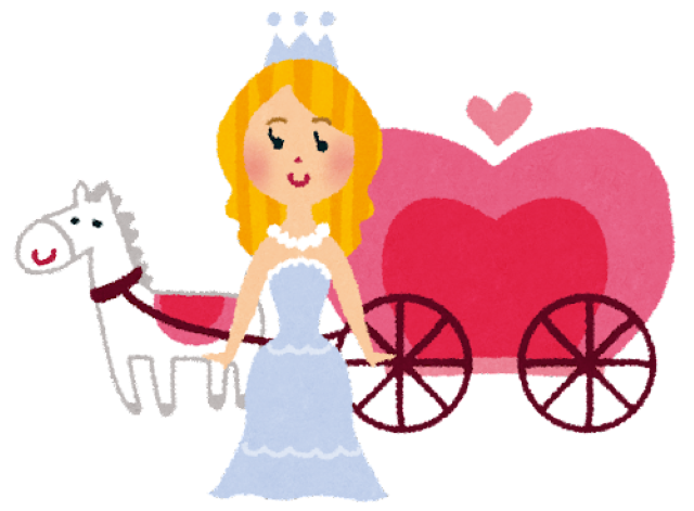 白馬の馬車とお姫様のイラスト